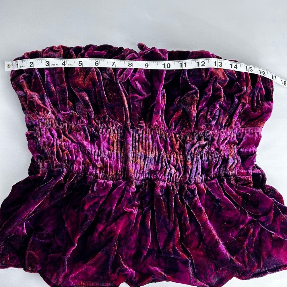 NWT Somerset Magenta Strapless Tube Top Blouse Size Large Floral Velvet - Picture 7 of 9
